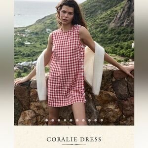 Doen Coralie Red Gingham Sleeveless Dress with Side Buttons